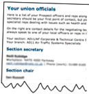 screenshot of union officials page