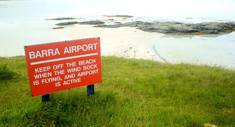 Sign at Scotland's Barra airport
